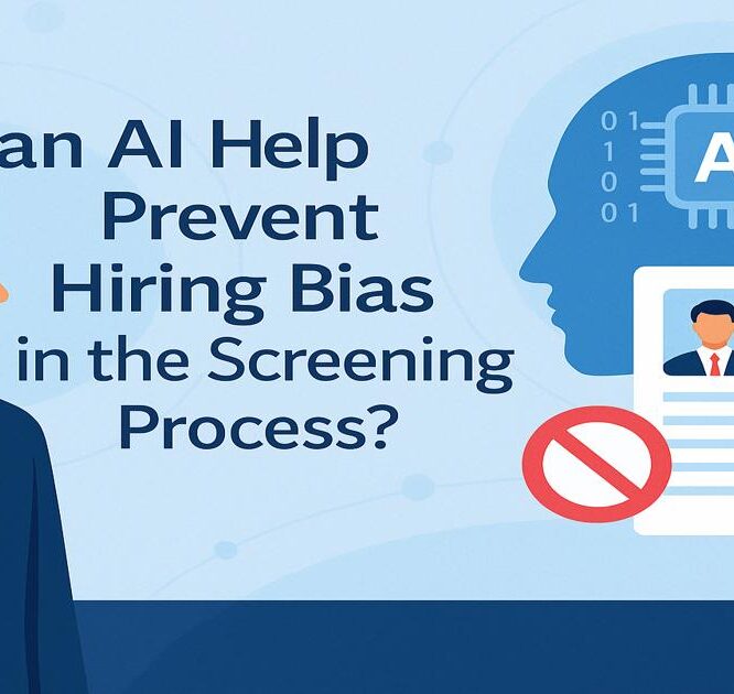 Artificial Intelligence reducing hiring bias during background screening — HR professional using AI technology to ensure fair, unbiased employment screening for diverse candidates at The Screening Source.