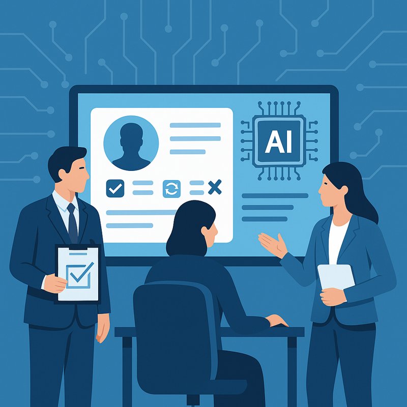 Data privacy and security in AI-driven background checks, featuring a secure digital vault and lock icons.