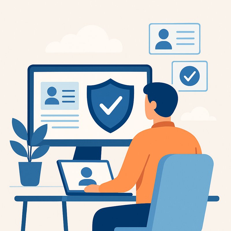 Remote employee completing online identity verification as part of a background check for remote workers.